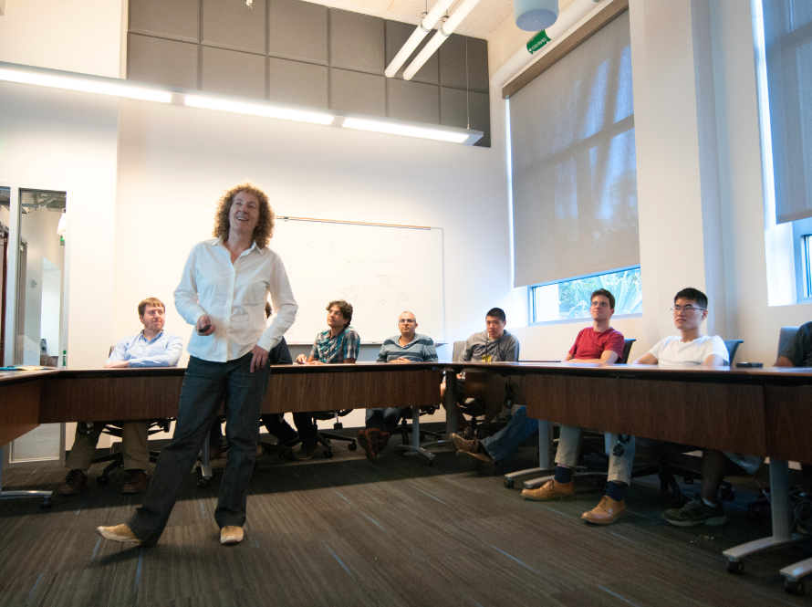 Applications & Algorithms Lead Birgitta Whaley with early-career researchers (UC Berkeley)